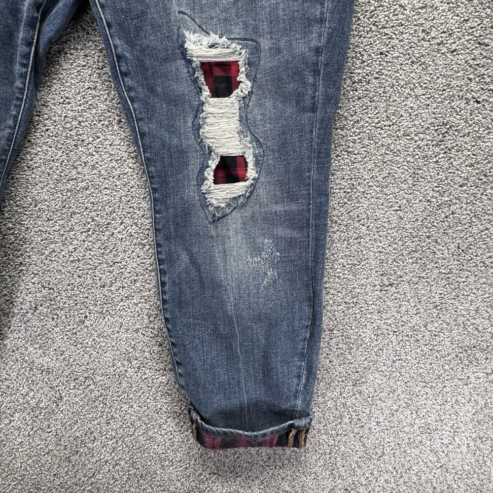 Judy Blue‎ Skinny Fit Jeans 22W / 27 Buffalo Plaid Distressed Denim Stretch NWT - Picture 4 of 9